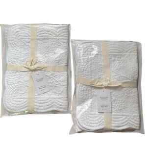 Williams Sonoma Vine Floral Boutis White Placemats Set of 8 New Cotton Scalloped